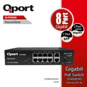 QPORT Q-POE8G 8 PORT 10/100/1000 8 PORT POE 2 PORT UPLINK + 1 SFP 120W YONETILEMEZ DESKTOP SWITCH