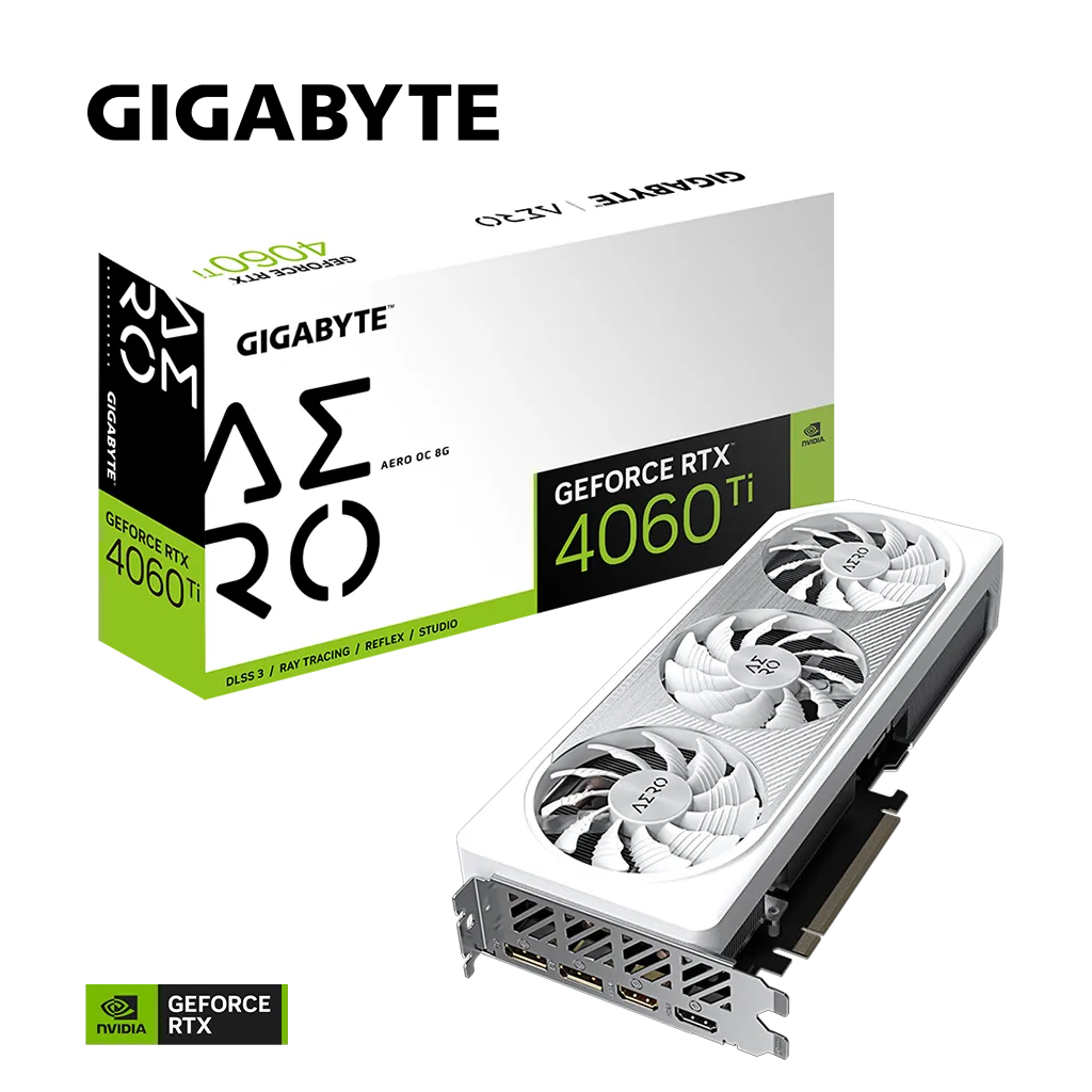 GIGABYTE GV-N406TAERO-OC-8GD, RTX4060TI AERO OC, 8Gb, GDDR6, 128BIT, 3 Fanlı, 2xHDMI, 2xDP, RGB GAMING Ekran KARTI