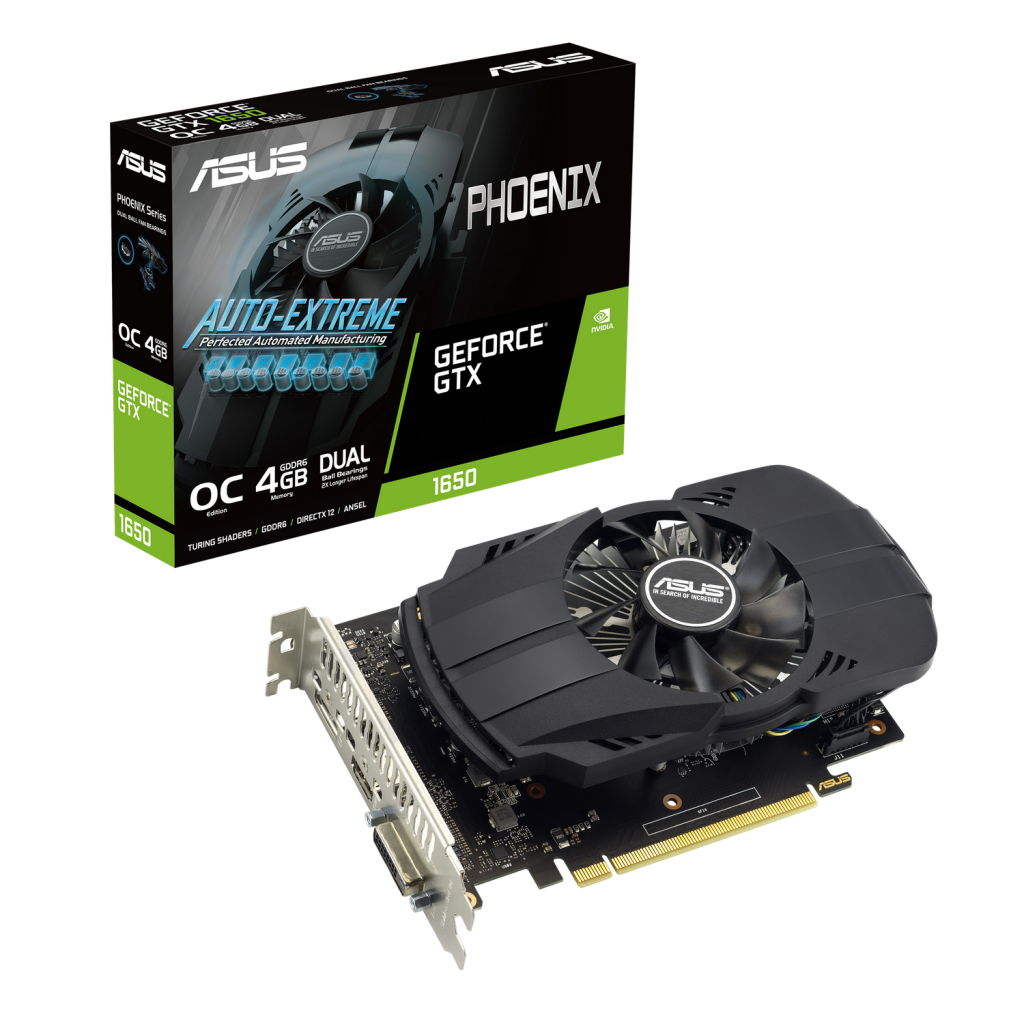 ASUS PHONEIX PH-GTX1650-O4GD6-P-EVO, 4Gb, GDDR6, 128Bit, 1xDVI, 1xHDMI, 1xDP GAMING Ekran Kartı