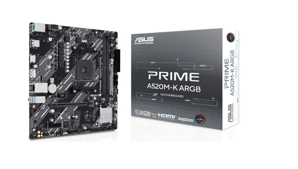 ASUS PRIME A520M-K ARGB A520 DDR4 (Vga Yok) GLan mATX HDMI DP USB3 AURA AM4 AMD Anakart