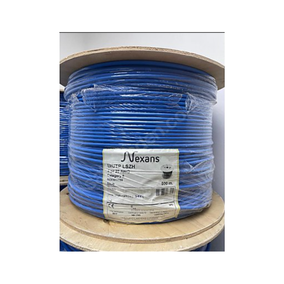 NEXANS NEX1611TB5, MAVİ, CAT6, 500M, 23AWG (0,58mm), UTP, %100 Bakır, LSZH Halogen Free, Makara, Kablo