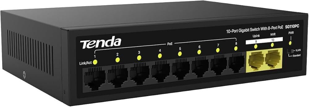 TENDA SG110PC 10 PORT 10/100/1000 8 PORT POE 2 PORT UPLINK 100W SWİTCH