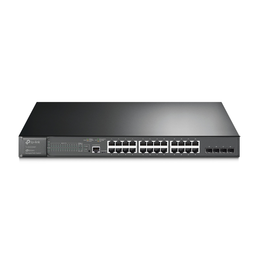OMADA SG3428MP, 28 Port GigaBit, 24 Port PoE+, 384W, 4Port GigaBit SFP, L2+ Yönetilebilir, Rackmount Metal Kasa Switch