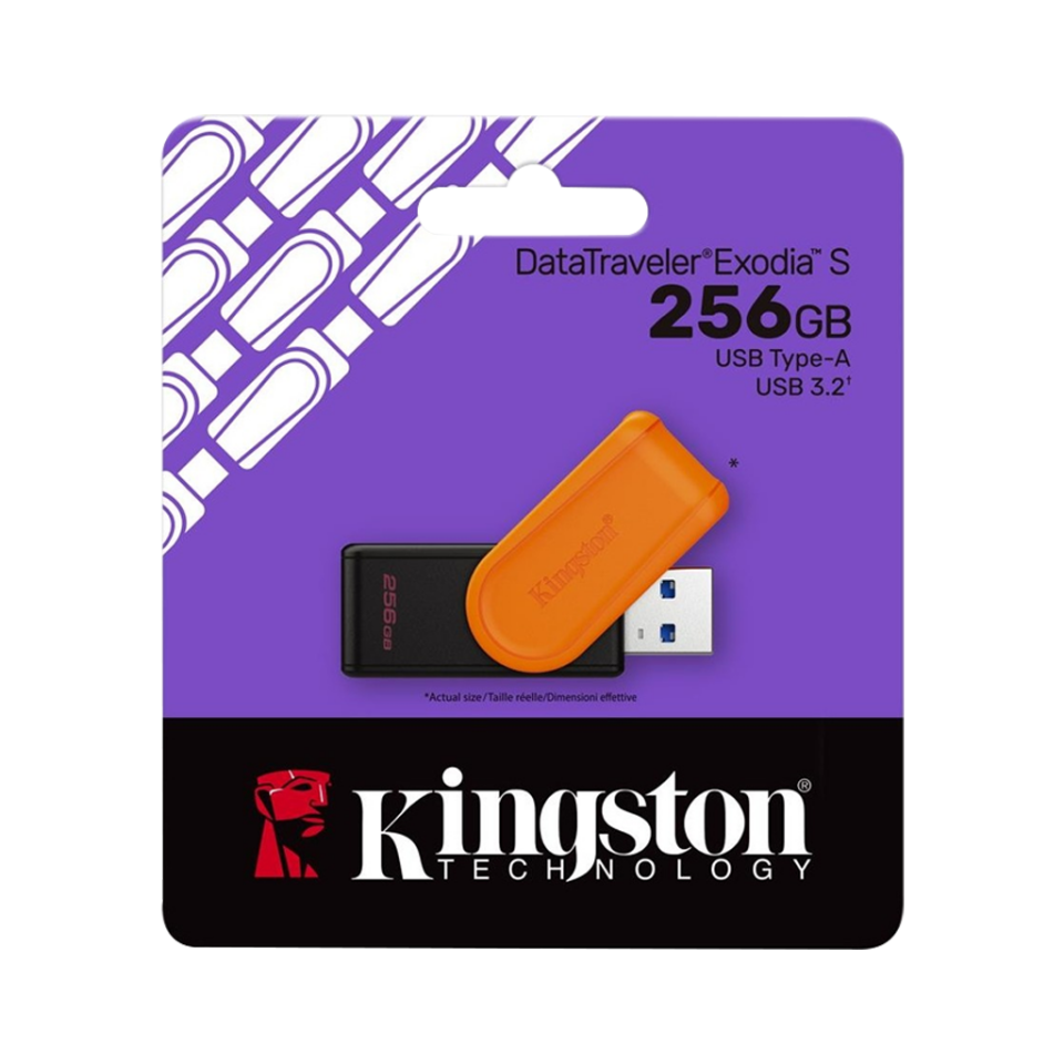 KINGSTON DTXS/256GB USB 3.2 DataTraveler Exodia S Gen 1 Flash Bellek (Siyah-Turuncu)