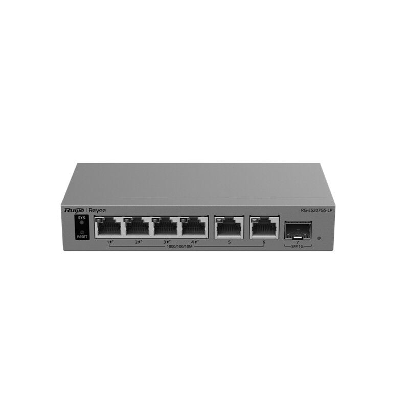 RUIJIE REYEE RG-ES207GS-LP 6 PORT GIGABIT + 1XGB SFP UPLINK YÖNETİLEBİLİR 40W POE SWITCH