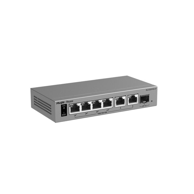 RUIJIE REYEE RG-ES207GS-LP 6 PORT GIGABIT + 1XGB SFP UPLINK YÖNETİLEBİLİR 40W POE SWITCH