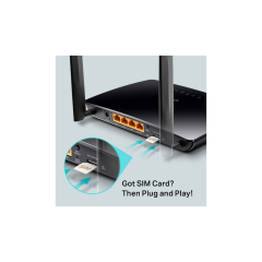 TP-LINK TL-MR150, 4Port, 300Mbps, 2,4Ghz WiFi, Masaüstü, LTE Micro Sim Kart Takılabilir 3G-4G Destekli Router
