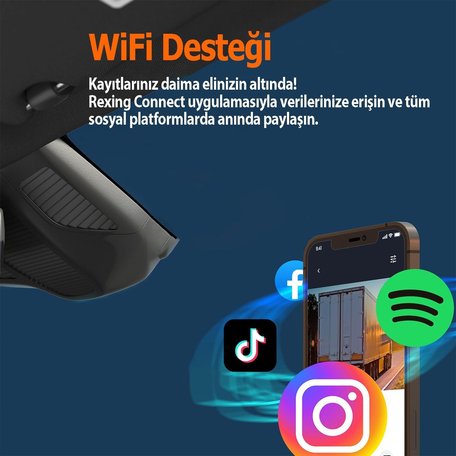 REXING V1 LITE 2K WIFI ARAC KAMERASI + 32GB SD KAR