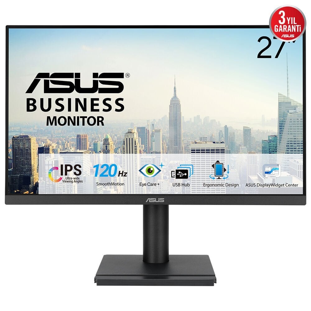 ASUS VA279QGS 27 IPS 1920x1080 1ms 120Hz 350cd DP HDMI VGA USB Hoparlör VESA 3YIL FLICKER-FREE,ÇERÇEVESİZ,DÜŞÜK MAVİ IŞIK,PİVOT MONİTÖR