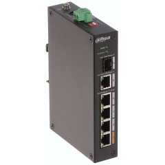 DAHUA PFS3106-4ET-60-V2, 4 Port, Megabit, PoE 60W, 1 Port Gigabit Uplink, 1 Port Gigabit SFP, Yönetilemez, Masaüstü Switch