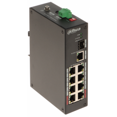 DAHUA PFS3110-8ET-96-V2, 8 Port, Megabit, PoE 96W, 1 Port Gigabit Uplink, 1 Port Gigabit SFP, Yönetilemez, Masaüstü Switch