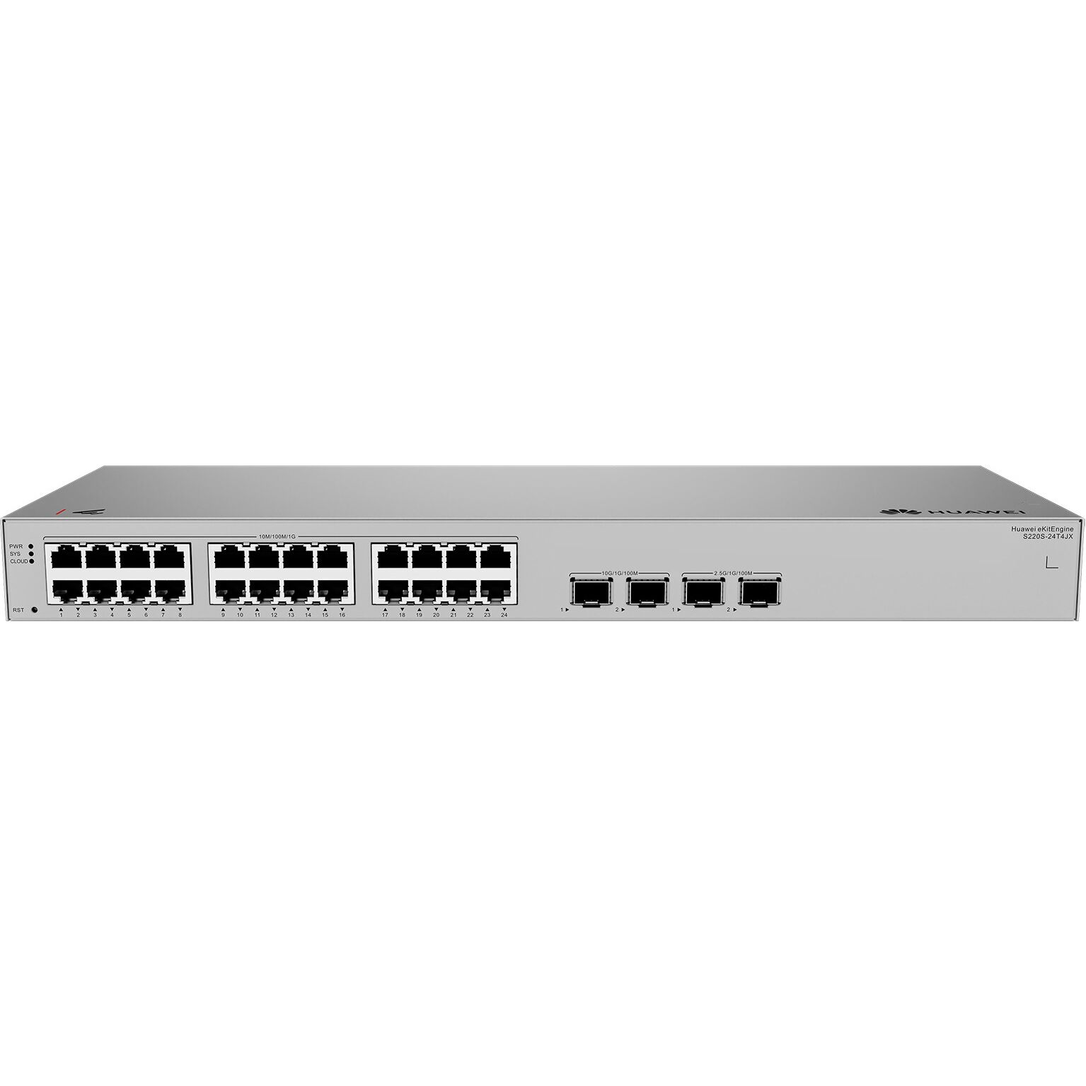 HUAWEI eKIT S220S-24T4JX 24 PORT 10/100/1000 2 X 2.5GE SFP + 2 X 10G SFP+ L2 CLOUDE YÖNETİLEBİLİR RACK MOUNT SWITCH