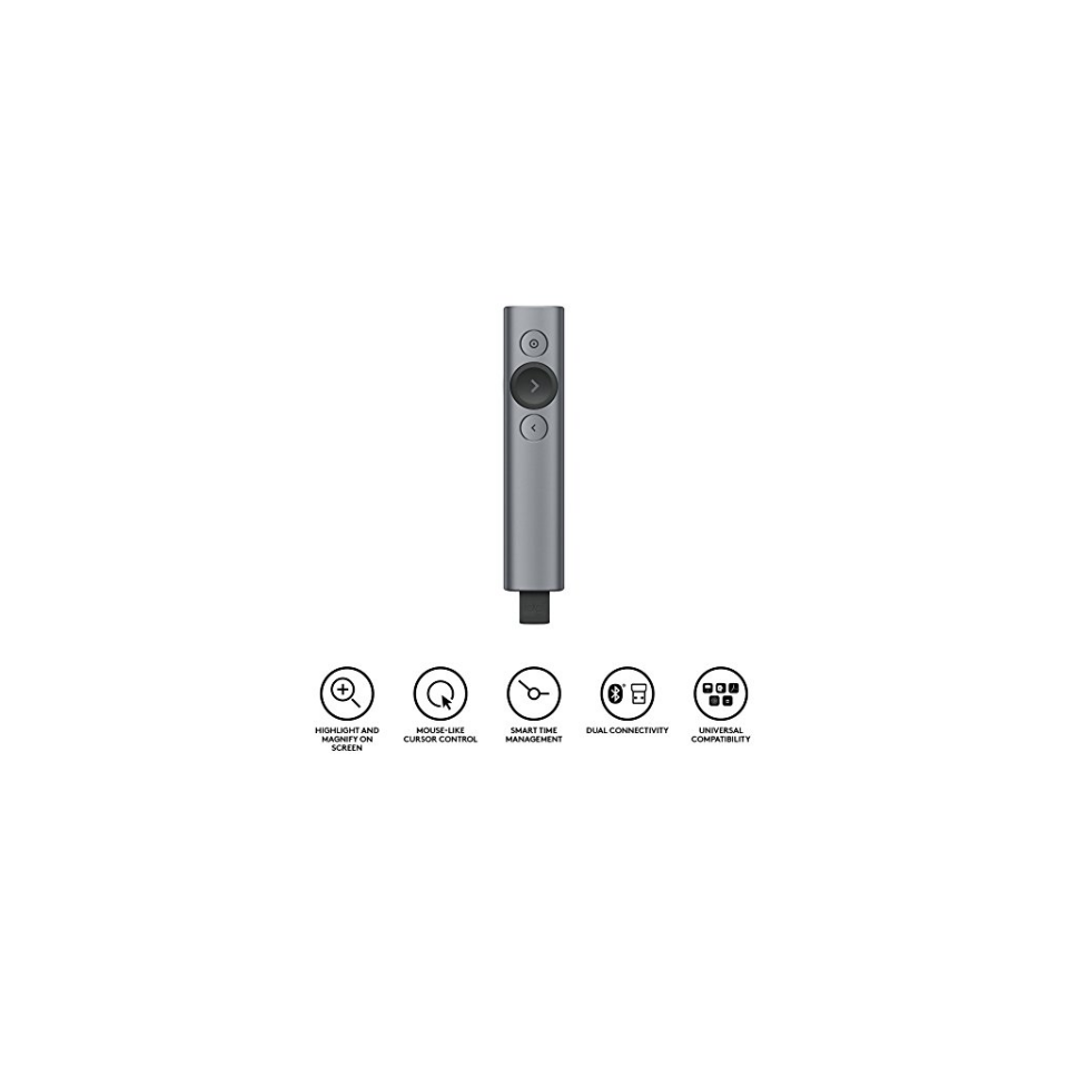 LOGITECH 910-004861, Spotlight Wireless Presenter, Sunum Cihazı (Gri)