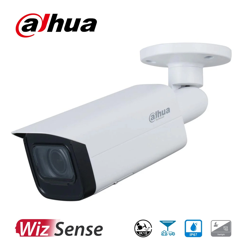 DAHUA IPC-HFW5442T-ASE,  2Mpix, 2,8mm Lens, H265+, Wizmind, 80Mt Gece Görüşü,  IP67, IK10, PoE Metal Kasa Bullet IP Kamera