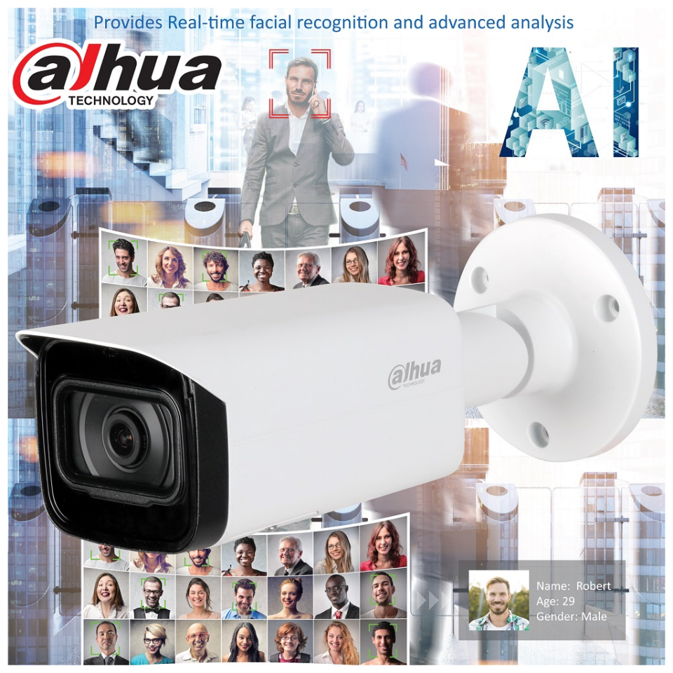 DAHUA IPC-HFW5442T-ASE,  2Mpix, 2,8mm Lens, H265+, Wizmind, 80Mt Gece Görüşü,  IP67, IK10, PoE Metal Kasa Bullet IP Kamera