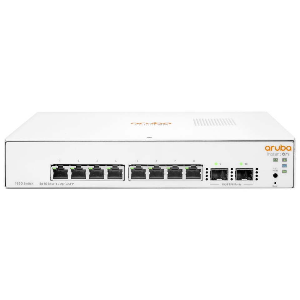 HP Aruba Instant On, JL680A, 1930-8G, 8Port, GigaBit, 2 Port Gigabit SFP, Yönetilebilir, Rack Mount Switch