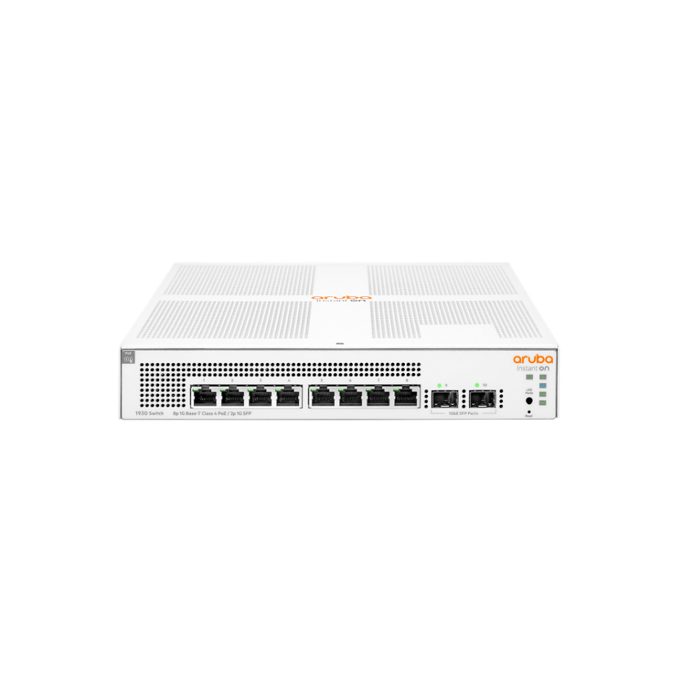 HP Aruba Instant On, JL681A, 1930-8G, 8Port, GigaBit, PoE 124W, 2 Port Gigabit SFP, Yönetilebilir, Rack Mount Switch