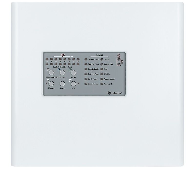* TEKNİM TFP-4408P 8 BÖLGELİ PLASTİK KASA KONVANSİYONEL YANGIN ALARM PANELİ