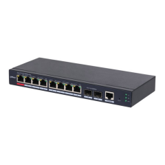 DAHUA S4210-8GT-110, 8 Port, Gigabit, PoE 110W, 2 Port Gigabit Uplink, Longe Range 250Mt., Cloud Yönetilebilir, Switch