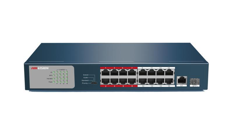 HIKVISION DS-3E0318P-E/M 18 Port Mbit 16 PORT POE 135W 1 SFP Yönetilemez Metal Kasa