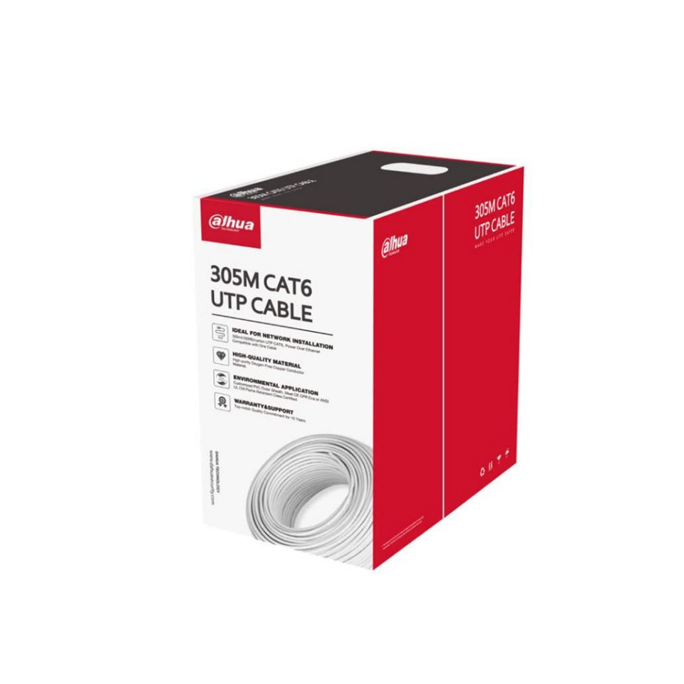 DAHUA DH-PFM923I-6UN-C, CAT6 305m, 24AWG 0.53mm, UTP, %100 Bakır, LSZH Halogen Free Kablo, Beyaz Renk