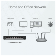TP-LINK LS108G, Green Tech, 8 Port GigaBit, Yönetilemez, Masaüstü Switch