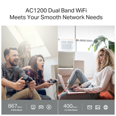 TP-LINK ARCHER C64, AC1200, 4Port, 1200Mbps, Dual Band WiFi, Masaüstü, Gigabit, Router, Access Point