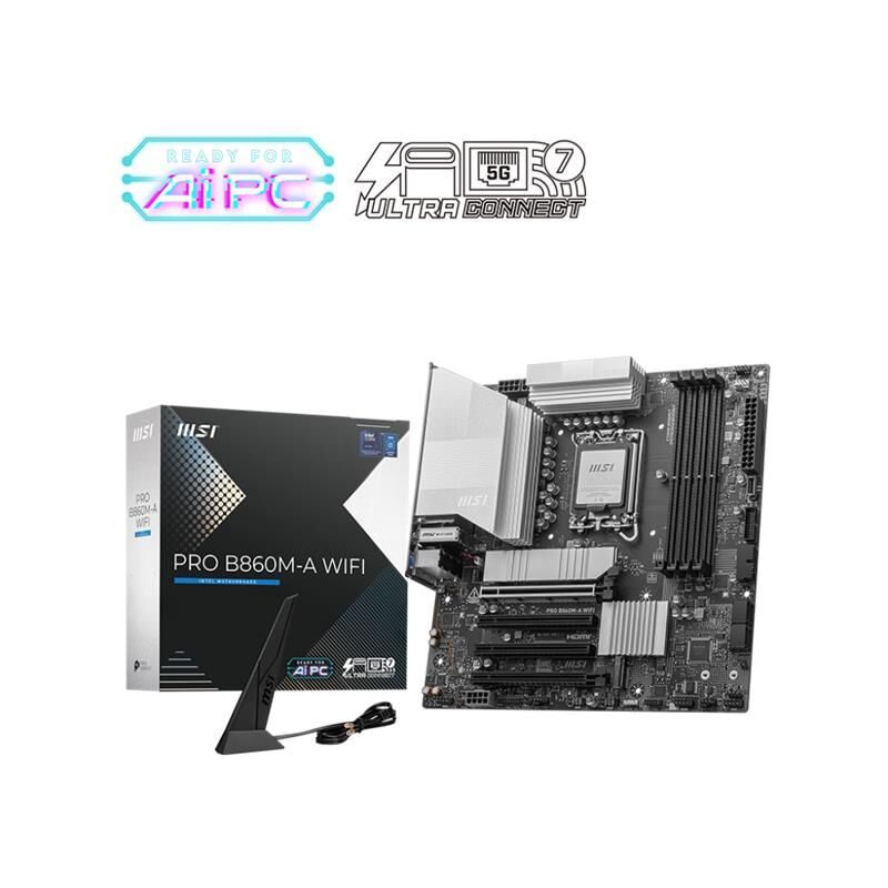 MSI PRO B860M-A WIFI DDR5 8800MT/S 1XHDMI 1XDP 3XM.2 MATX 1851P (INTEL ULTRA PROCESSORS SERIES2)