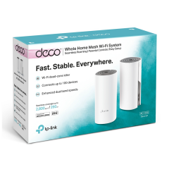 TP-LINK DECO-E4, AC1200, İkili Mesh, 1200Mbps, Dual Band, 2Port Megabit Lan, 260m2 kapsama Alanı, Router, Geniş Alan İnternet Ağı Sağlayıcısı