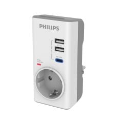 PHILIPS CHP8010W/10 380J TEKLİ / 1xUSB-C/2xUSB-A AKIM KORUMALI PRİZ  (Ücretsiz Kargo)