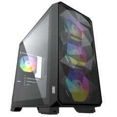 DRAGOS DİAMOND 600W 80+ 4x12CM ARGB FAN MICRO ATX TEMPERED GLASS USB3.0 SİYAH GAMING KASA
