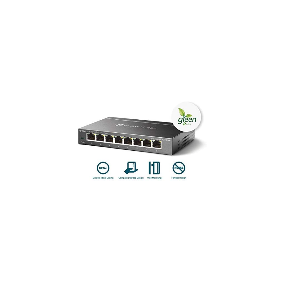 TP-LINK TL-SG108E, 8 Port, GigaBit, Easy Smart, Yönetilebilir, Metal Kasa, Masaüstü Switch