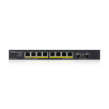 ZyXEL GS1100-10HP, 8 Port, Gigabit, PoE 130W, 2 Port GigaBit SFP, Yönetilemez, Masaüstü Switch