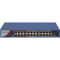 HIKVISION DS-3E0326P-E/M(B), 24 Port, MegaBit, PoE 250W, 1 Port GigaBit Uplink, 1 Port GigaBit SFP, Yönetilemez, Rack Mount Switch