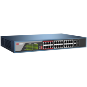 HIKVISION DS-3E0326P-E/M(B), 24 Port, MegaBit, PoE 250W, 1 Port GigaBit Uplink, 1 Port GigaBit SFP, Yönetilemez, Rack Mount Switch