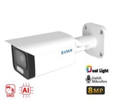 -ZANUO ZN-IPC-B3811E-ZAS-L 8MP 2.7-13.5MM DUAL LİGHT+SMD+AI BULLET IP KAMERA ( Dahili Mikrofon)