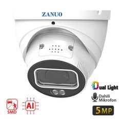 -ZANUO ZN-IPC-E3511M-ZAS-L 5MP 2.7MM-13.5MM DUAL LİGHT+SMD+AI  DOME IP KAMERA( Dahili Mikrofon)
