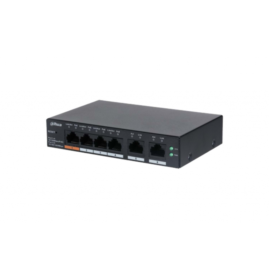 DAHUA CS4006-4ET-60, 4 Port, Megabit, PoE 60W, 2 Port Uplink, Cloud Yönetilebilir, Switch