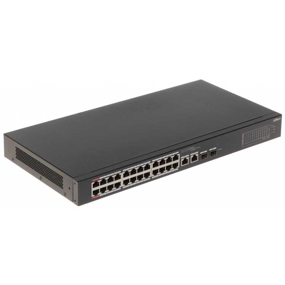 DAHUA CS4226-24ET-375, 24Port, Megabit, PoE 375W, 2 Port Gigabit Lan, 2 Port SFP Gigabit Combo, Cloud Yönetilebilir, Switch