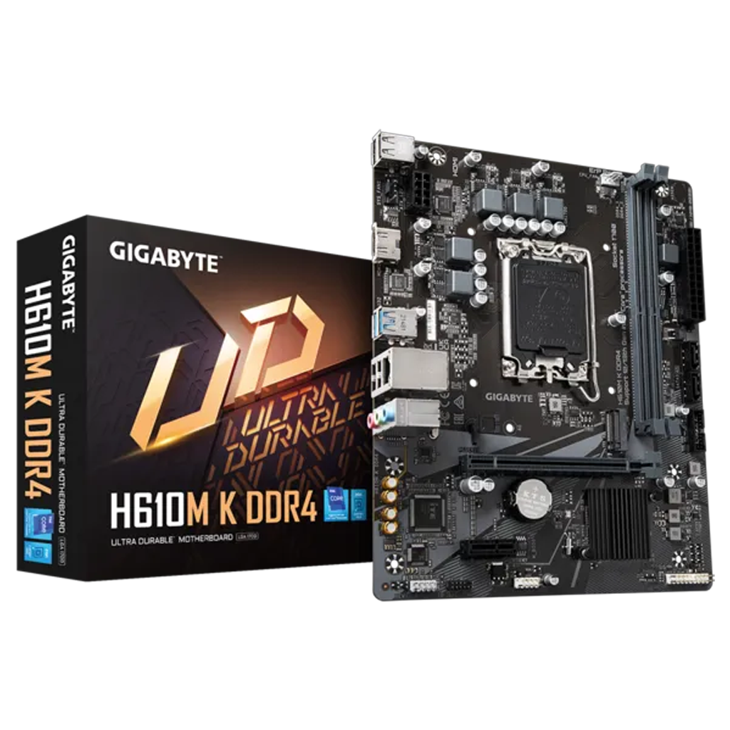 GIGABYTE H610M K DDR4, 2xDDR4, M.2, HDMI, 12-13.14.Nesil, LGA1700 Soket, Anakart
