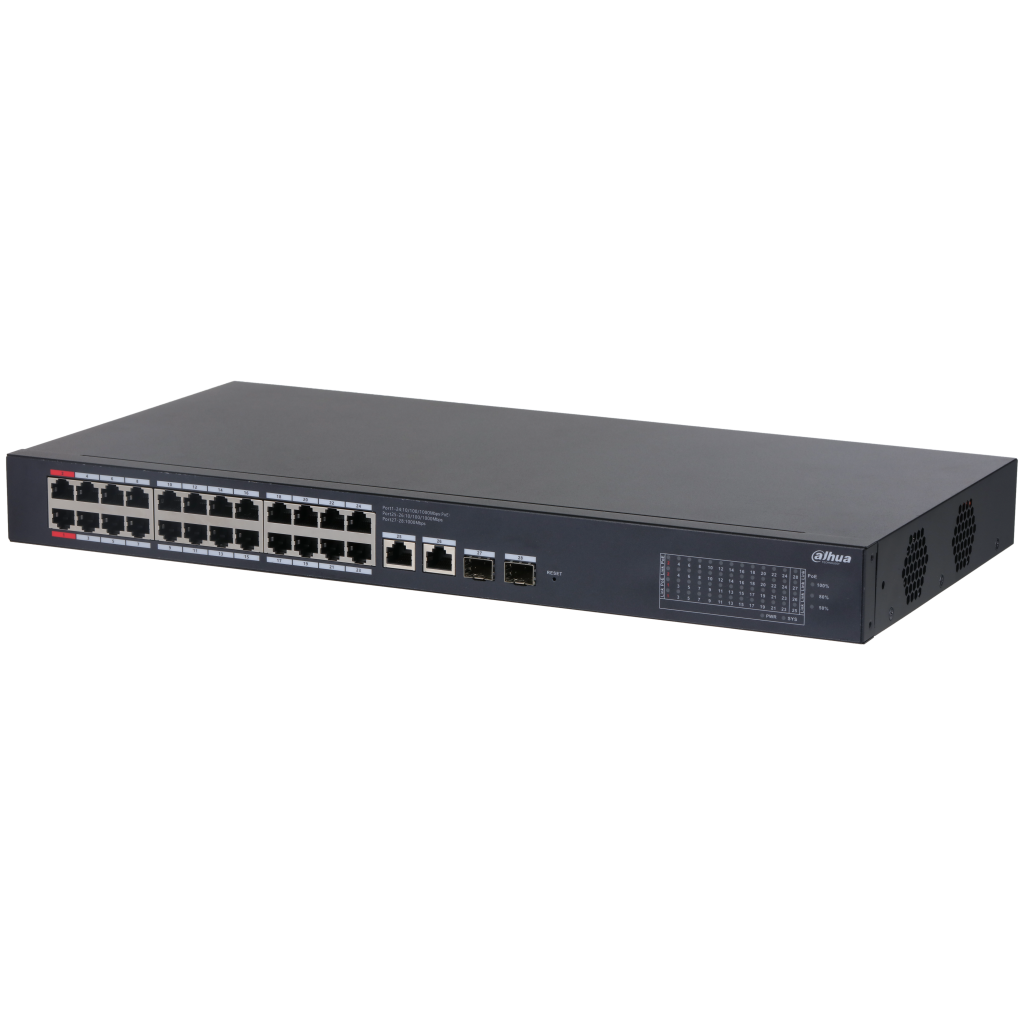 DAHUA CS4228-24GT-375, 24Port, Gigabit, PoE 375W, 2 Port Uplink, 2 Port SFP Gigabit Combo, Cloud Yönetilebilir, Switch