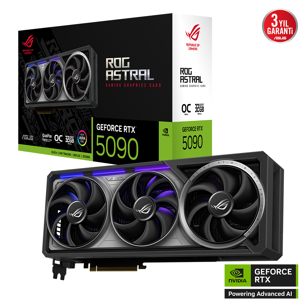 ASUS ROG-ASTRAL-RTX5090-O32G-GAMING, 32Gb, 512Bit, GDDR7, 2xHDMI, 3xDP GAMING Ekran Kartı