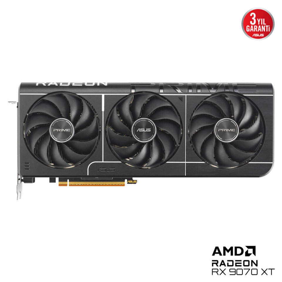 ASUS PRIME-RX9070XT-O16G, 16Gb, 256Bit, GDDR6, 1xHDMI, 3xDP, GAMING Ekran Kartı