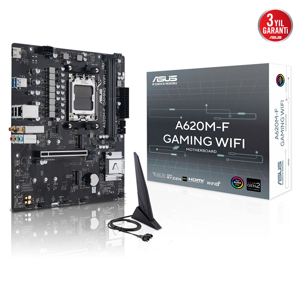 ASUS A620M-F GAMING WIFI, 2xDDR5, 2xM.2, HDMI, Wi-Fi 6E, Bluetooth v5.3, AM5 Soket Gaming Anakart