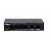 DAHUA PFS3006-4GT-60-V2, 4 Port, Gigabit, PoE 60W, 2 Port Uplink, Yönetilemez, Masaüstü Switch