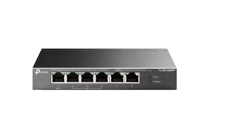 TP-LINK ES206GP 6 Port Gbit 4 Port Poe 65W Desktop Yönetilebilir Çelik Kasa Switch