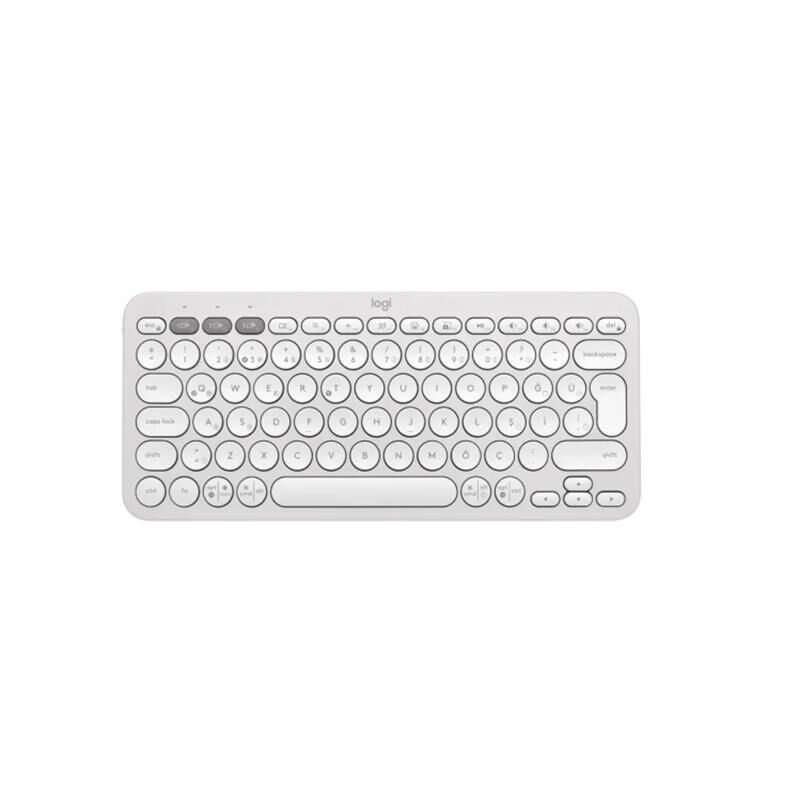 LOGITECH K380S PEBBLE KEYS BEYAZ 920-011860  2 ÇOKLU CİHAZ ÖZELLİKLİ BLUETOOTH TÜRKÇE Q KLAVYE