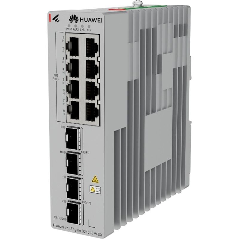 HUAWEI EKITENGINE S210I-8P4SX 8 PORT GIGABIT+2X2.5GB 2X10G SFP+ CLOUD YÖNETİLEBİLİR L2+ ENDÜSTRİYEL 240W POE SWITCH