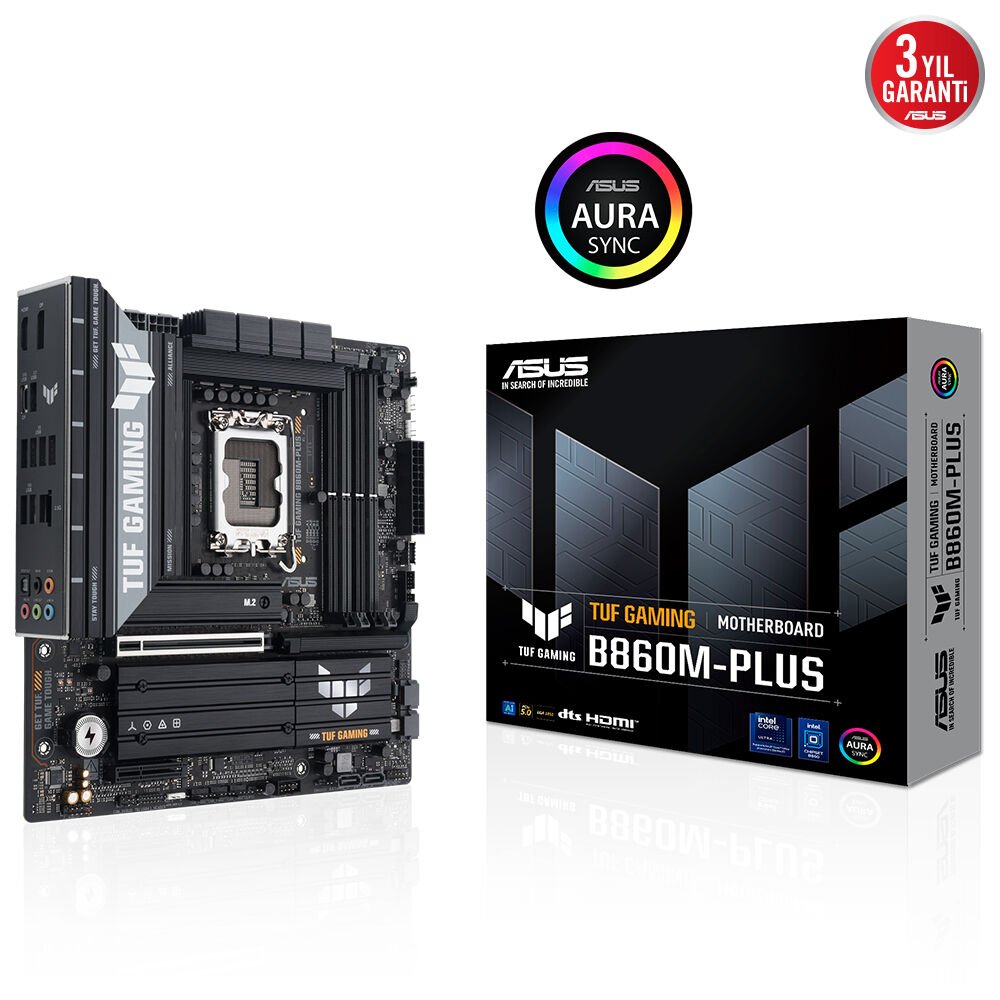 ASUS TUF GAMING B860M-PLUS B860 DDR5 (Vga Yok) GLan 2.5G mATX HD DP TYP-C M2 1851p Anakart