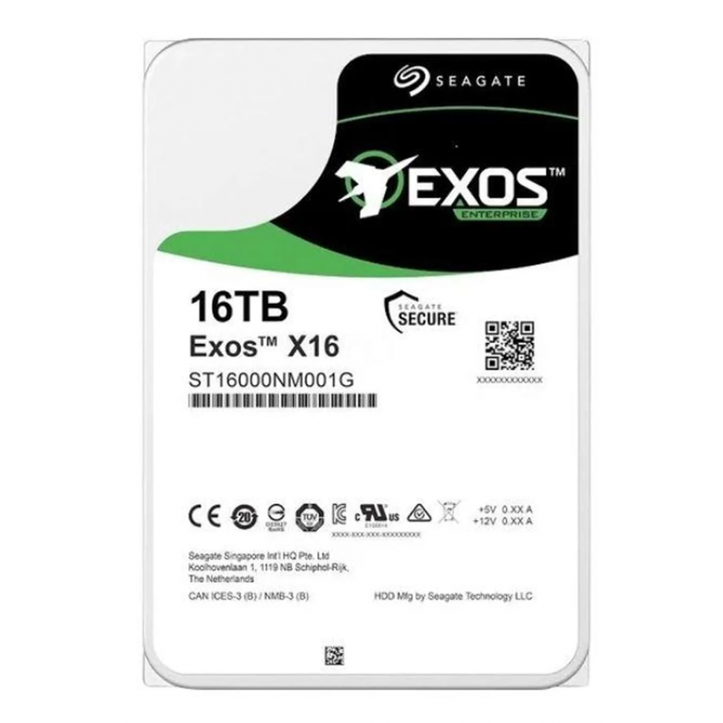 SEAGATE EXOS X16, ST16000NM001G, 3.5", 16TB,  256Mb, 7200 Rpm, 7/24 Enterprise, DATA CENTER-GÜVENLİK-NAS-SERVER, HDD